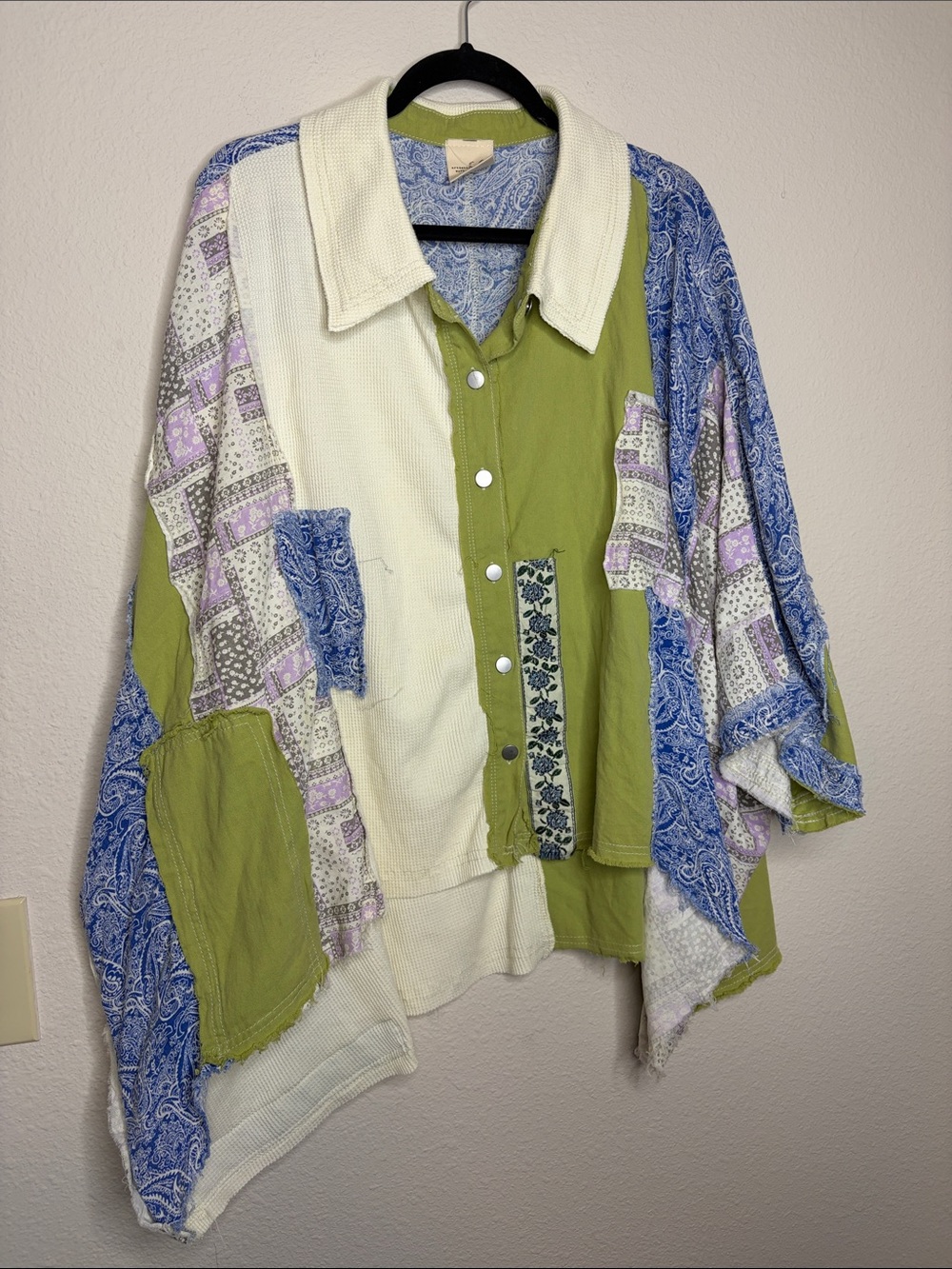 Artistic Works by Lu | Mixed Media Material Oversized Boho Top Size Large